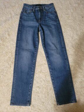Uniqlo Japanese Denim High Rise Straight Leg Jeans | 23 X 26